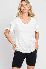 Ivory V-Neck Basic Top