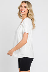 Ivory V-Neck Basic Top