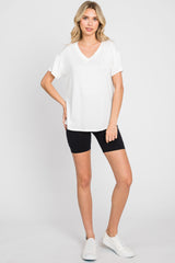 Ivory V-Neck Basic Top