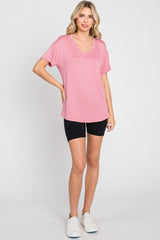 Pink V-Neck Basic Top