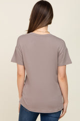 Taupe V-Neck Basic Maternity Top