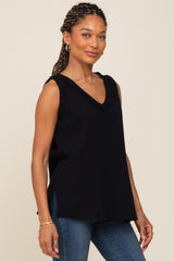 Black Sleeveless Textured Top