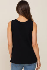 Black Sleeveless Textured Maternity Top