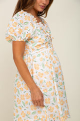 Orange Embroidered Eyelet Lace Maternity Dress