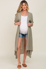 Olive Short Dolman Sleeve Hi-Low Maternity Cover Up