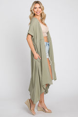 Olive Short Dolman Sleeve Hi-Low Cover Up