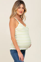 Lime Striped Scalloped Maternity Tank Top