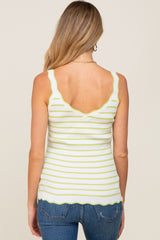 Lime Striped Scalloped Maternity Tank Top