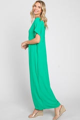 Green Front Button Accent Jumpsuit