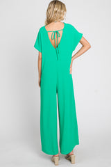 Green Front Button Accent Jumpsuit