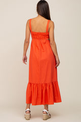 Orange Sleeveless Cutout Ruffle Hem Maternity Maxi Dress