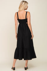 Black Sleeveless Cutout Ruffle Hem Maxi Dress