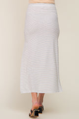 White Striped Side Slit Maternity Maxi Skirt