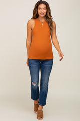 Camel Ribbed Basic Maternity Tank Top