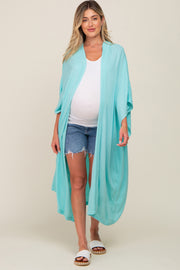 Mint Green Open Front Long Maternity Coverup