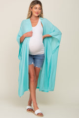 Mint Green Open Front Long Maternity Coverup