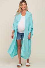 Mint Green Open Front Long Maternity Coverup