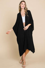 Black Open Front Long Coverup