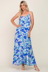 Blue Floral Sleeveless Maxi Dress