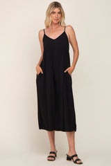 Black Sleeveless Cropped Wide Leg Jumpsuit