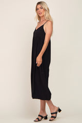 Black Sleeveless Cropped Wide Leg Jumpsuit