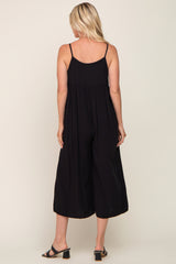 Black Sleeveless Cropped Wide Leg Jumpsuit