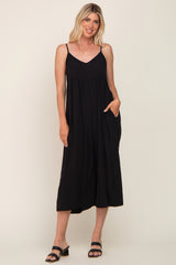 Black Sleeveless Cropped Wide Leg Jumpsuit