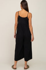 Black Sleeveless Cropped Wide Leg Maternity Jumpsuit