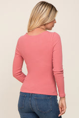 Mauve Ribbed Long Sleeve Crop Top