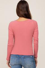 Mauve Ribbed Long Sleeve Maternity Crop Top