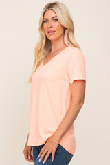 Orange V-Neck Short Sleeve Tee