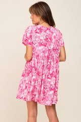 Fuchsia Floral Paisley V-Neck Dress