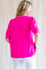 Fuchsia Puff Sleeve Blouse