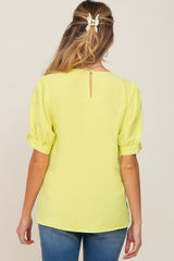 Yellow Puff Sleeve Maternity Blouse