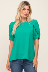 Emerald Green Puff Sleeve Blouse