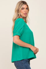 Emerald Green Puff Sleeve Blouse