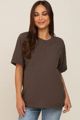 Olive Oversized Pocket Front Short Sleeve Maternity Top