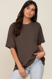 Olive Oversized Pocket Front Short Sleeve Top