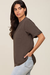 Olive Oversized Pocket Front Short Sleeve Top