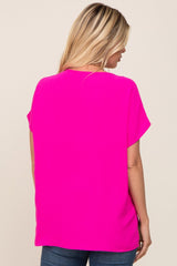 Fuchsia Oversized V-Neck Blouse