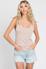 Beige Knit Sleeveless Maternity Top