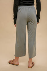 Olive Wide Leg Soft Knit Crop Pants