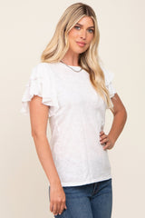 Ivory Ruffle Sleeve Top