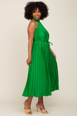 Green Pleated Halter Dress