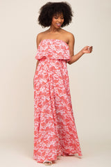 Red Paisley Print Sleeveless Maternity Maxi Dress