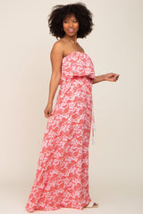 Red Paisley Print Sleeveless Maxi Dress