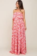 Red Paisley Print Sleeveless Maternity Maxi Dress