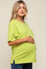 Lime Exposed Seam Maternity Pocket T-Shirt