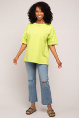 Lime Exposed Seam Maternity Pocket T-Shirt