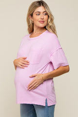 Lavender Exposed Seam Maternity Pocket T-Shirt